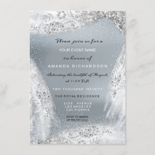 Sweet 16th Bridal Diamond Dress Grey Silver Invitation