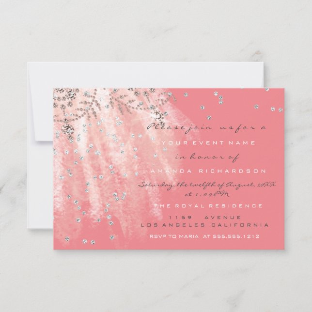 Sweet 16th Bridal Dress  Rose Gold Grey Pink Invitation (Front)