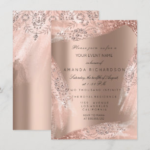 Sweet 16th Bridal Dress Rose Gold Sparkly Invitation