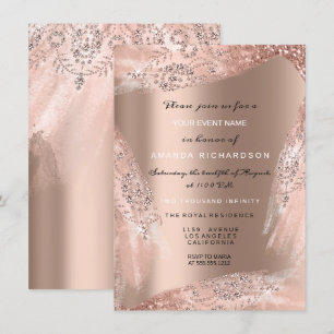 Sweet 16th Bridal Dress Rose Gold Sparkly Invitation