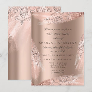 Sweet 16th Bridal Dress Rose Gold Wedding Invitation