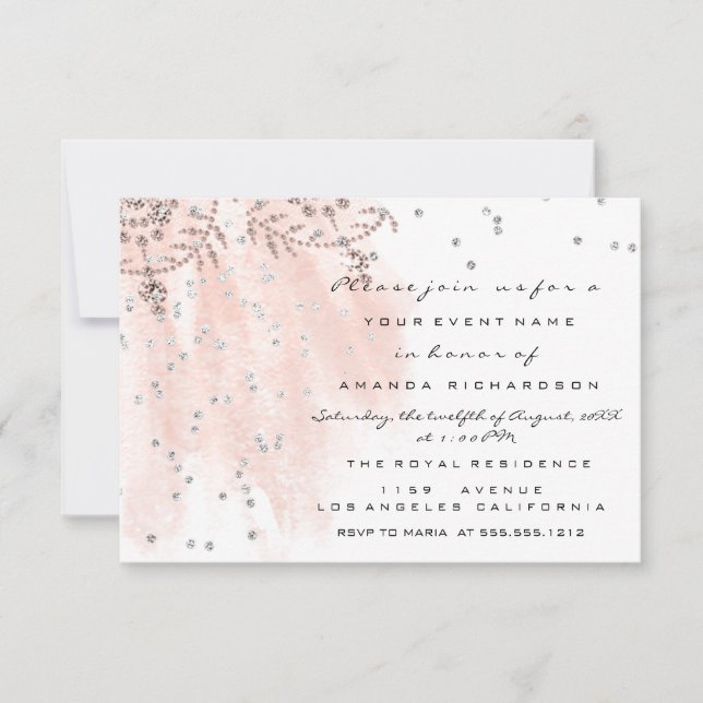 Sweet 16th Bridal Shower Dress  Rose Gold  White Invitation (Front)