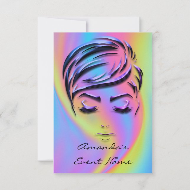 Sweet 16th Bridal Shower Holograph Modern Rainbow Invitation (Back)