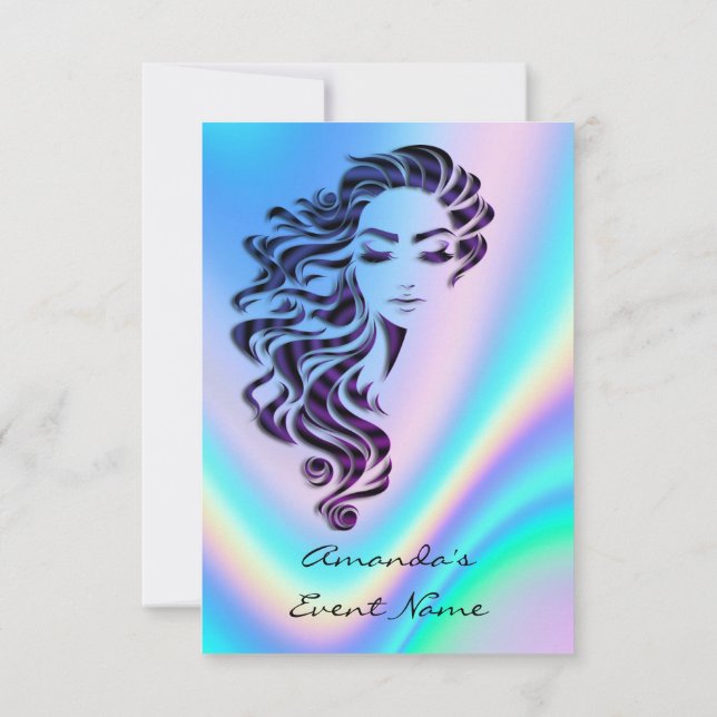 Sweet 16th Bridal Shower Holograph Ombre Blue Invitation (Back)
