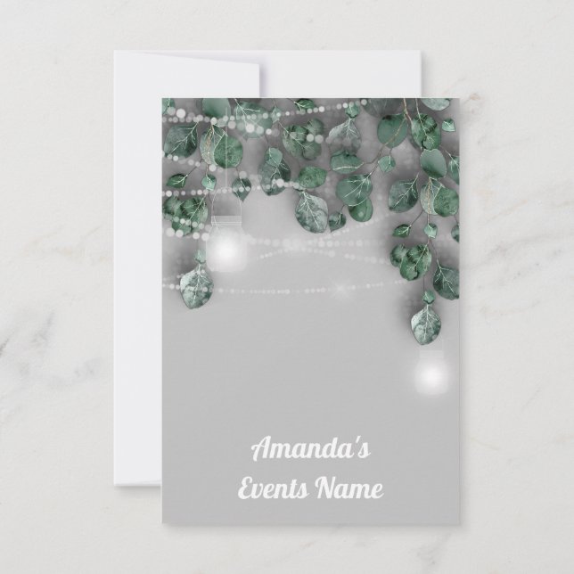 Sweet 16th Bridal Shower LightsJAR Eucalyptus Grey Invitation (Back)