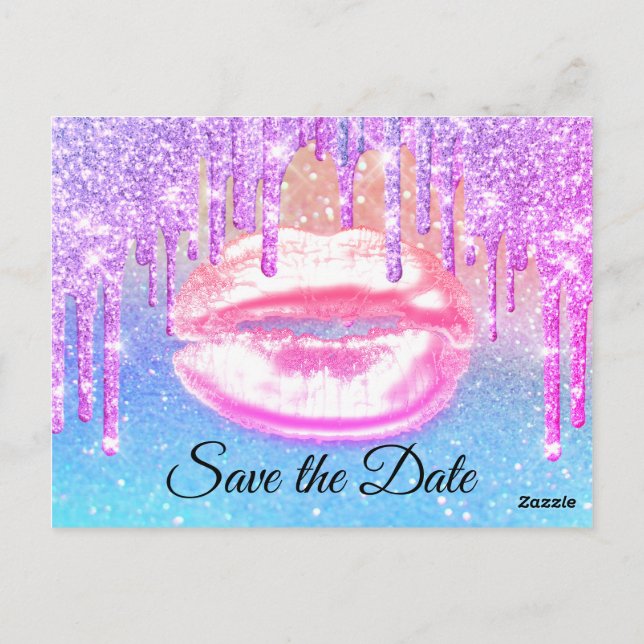 Sweet 16th Bridal Shower Quinceanera Pink Blue Postcard (Back)
