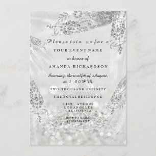 Sweet 16th Bridal Shower Royal Grey Silver Dress Invitation