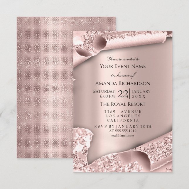 Sweet 16th Bridal Wedding Glitter 3D Effect Invitation (Front/Back)