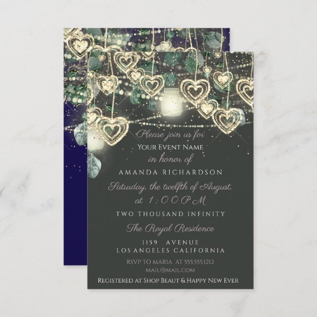 Sweet 16th Bride Rustic Wood Navy Mint Smoky Green Invitation (Front/Back)