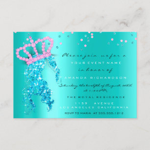 Sweet 16th Crown Princess Confetti Blue Mint Pink Invitation