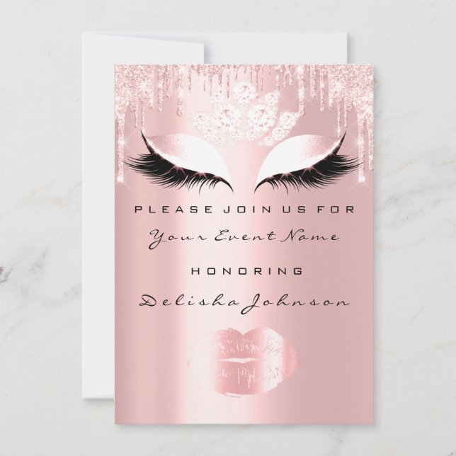 Sweet 16th Drips Pink Quinceanera Rose Princess Invitation (Front)