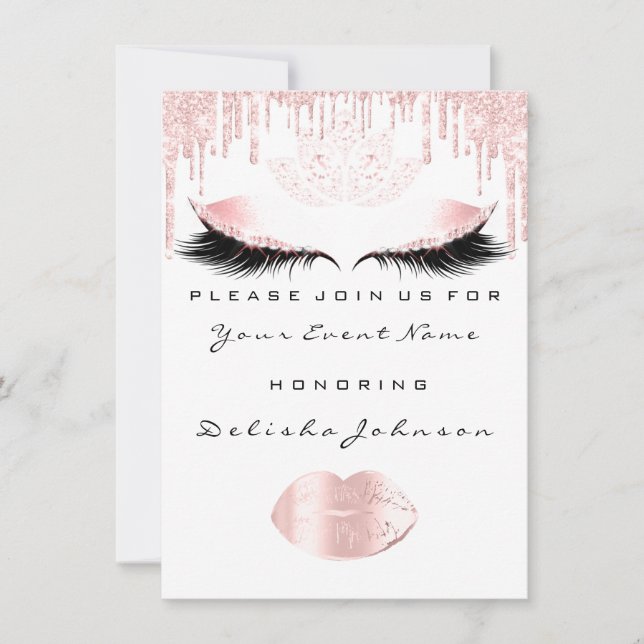 Sweet 16th Drips Pink Quinceanera Royal Princess Invitation (Front)