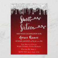 Sweet 16th Elisabeth Red Grey Silver Drips Photo