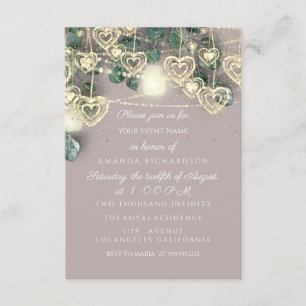 Sweet 16th Green BRIDAL Rustic Gold  Ivory Green Invitation