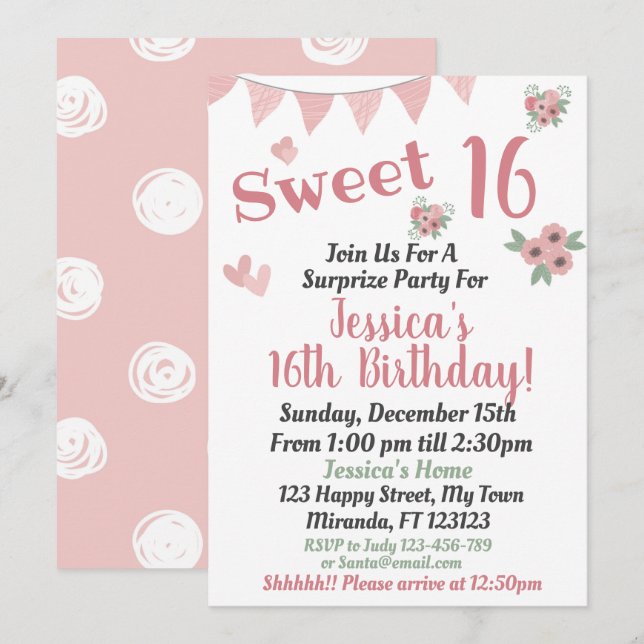 sweet 16th invitation (Front/Back)