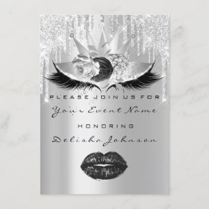 Sweet 16th Quinceanera  Bridal Makeup Crown Roses Invitation