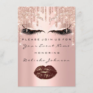 Sweet 16th Rose Gold Bridal Quinceanera Makeup Invitation