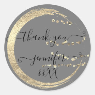 Sweet 16th Thank You Gold Save The Date Grey Classic Round Sticker