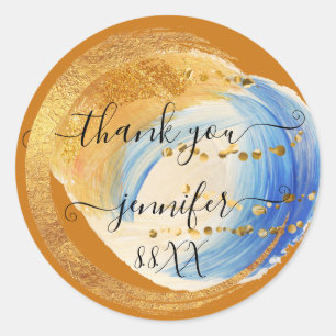 Sweet 16th Thank You Gold Save The Date Honey Classic Round Sticker