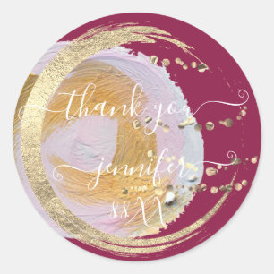 Sweet 16th Thank You Gold Save The Date Strokes Classic Round Sticker