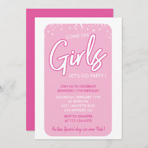 Sweet 17 birthday invitation cool girly