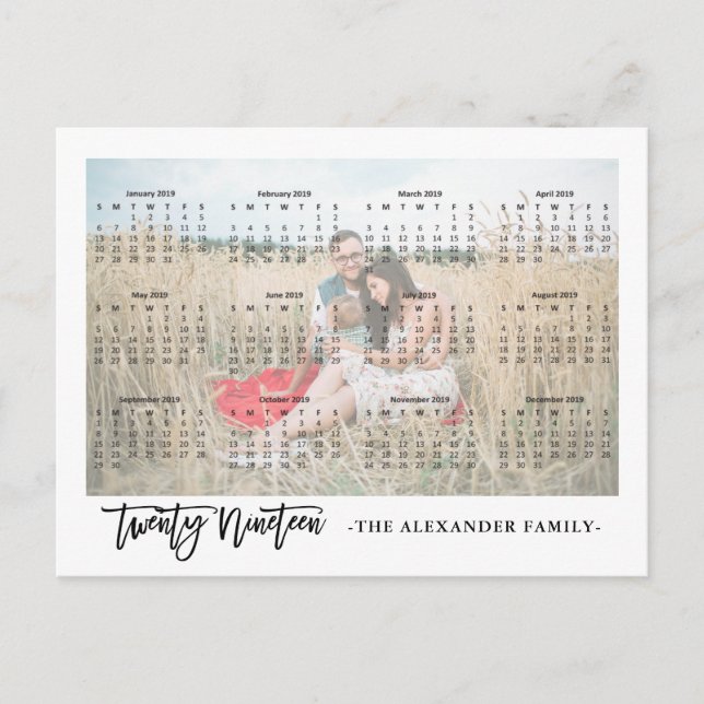 Sweet 2019 Photo Calendar Postcard (Front)