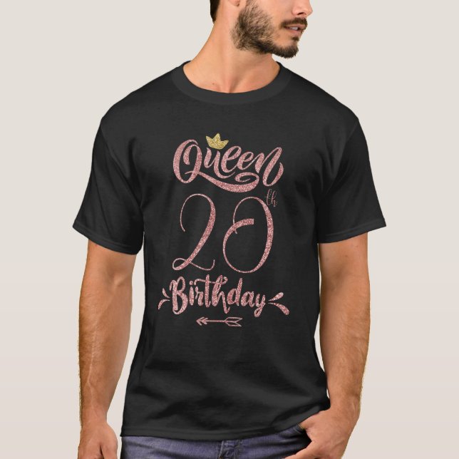 Sweet 20Th Birthday Queen Crown 20 Year Old Party T-Shirt (Front)
