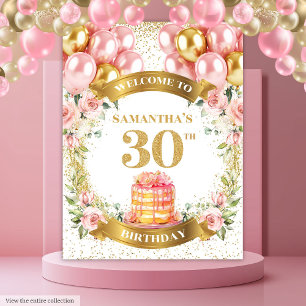 Sweet 30 Birthday Blush Gold Celebration Tapestry