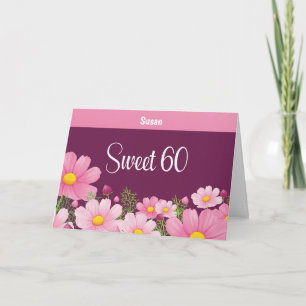 Sweet 60 Birthday With Pink Daisies Card