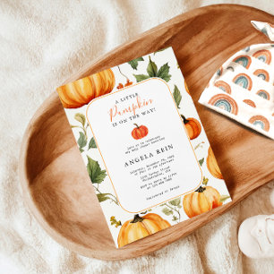 Sweet A Little Pumpkin Autumn Leaves Baby Shower Invitation