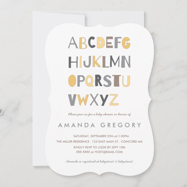 Sweet ABC Modern Baby Shower Invitation (Front)