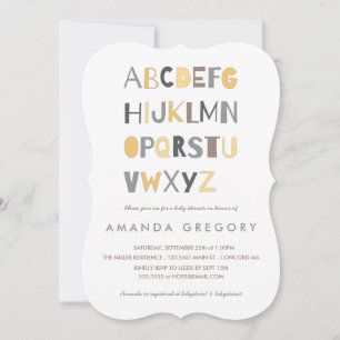 Sweet ABC Modern Baby Shower Invitation