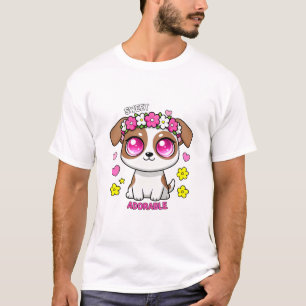 Sweet Adorable Puppy Dog with Flower Crown T-Shirt