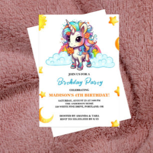  Sweet Adorable Unicorn Birthday Invitation