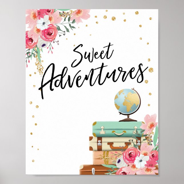 Sweet Adventures sign Travel Shower Table sign (Front)