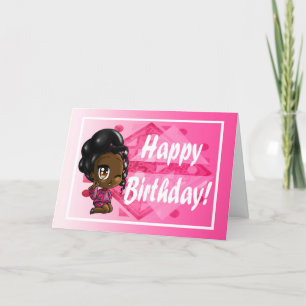Sweet African American Girl Birthday Card