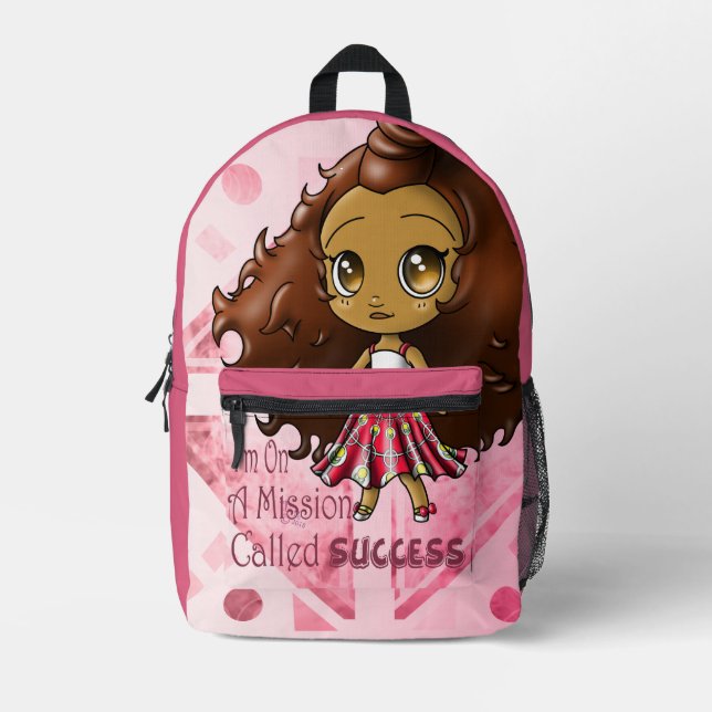 Sweet African American Girl Printed Backpack (Front)