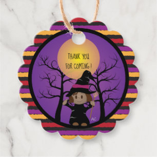 Sweet African American Witch Halloween Favour Tags