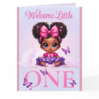 Sweet Afro Baby Girl Pastel Butterfly Welcome