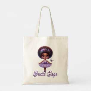 Sweet Afro Puff Purple Ballerina Girl  Tote Bag