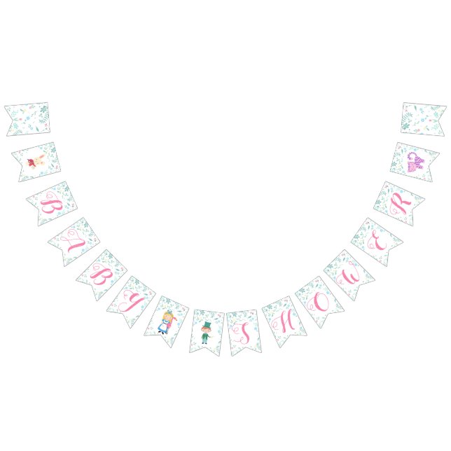Sweet Alice in Wonderland themed baby shower Bunting (All)