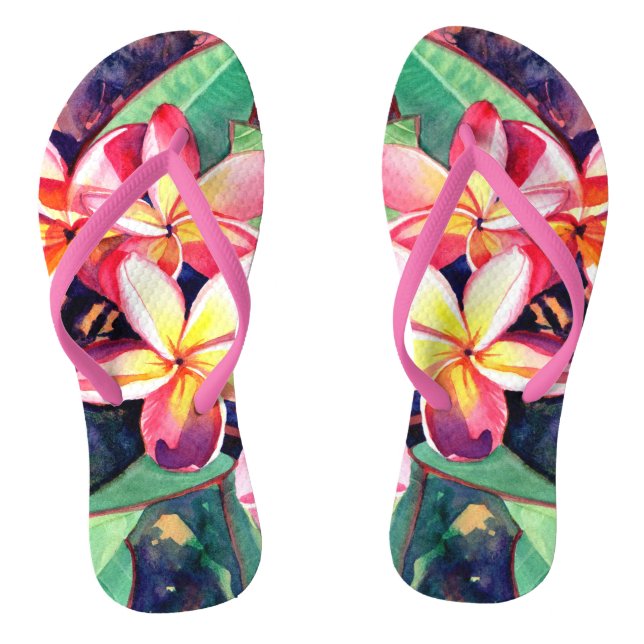 Sweet Aloha Plumeria Slippers Flip Flops (Footbed)