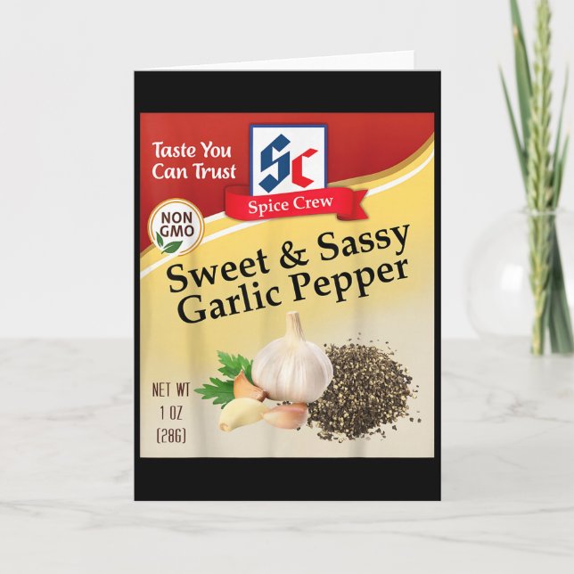Sweet &amp; Sy Garlic Pepper Condiment Spice Group Card (Front)