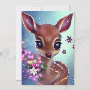 Sweet and Adorable Baby Deer Holiday Card