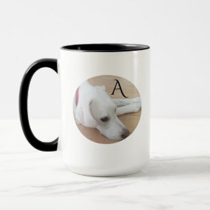Sweet and Adorable Single Initial White Dog Mug