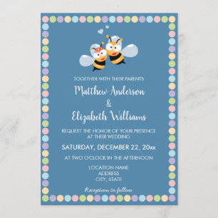 Sweet and Colourful Cute Meant To Bee Wedding Invitation