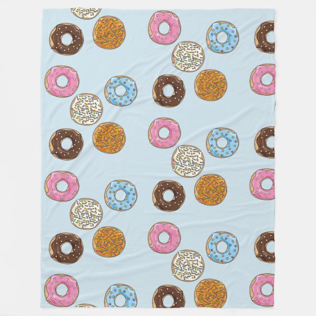 Sweet and Colourful Frosted Doughnuts Fleece Blanket (Front)