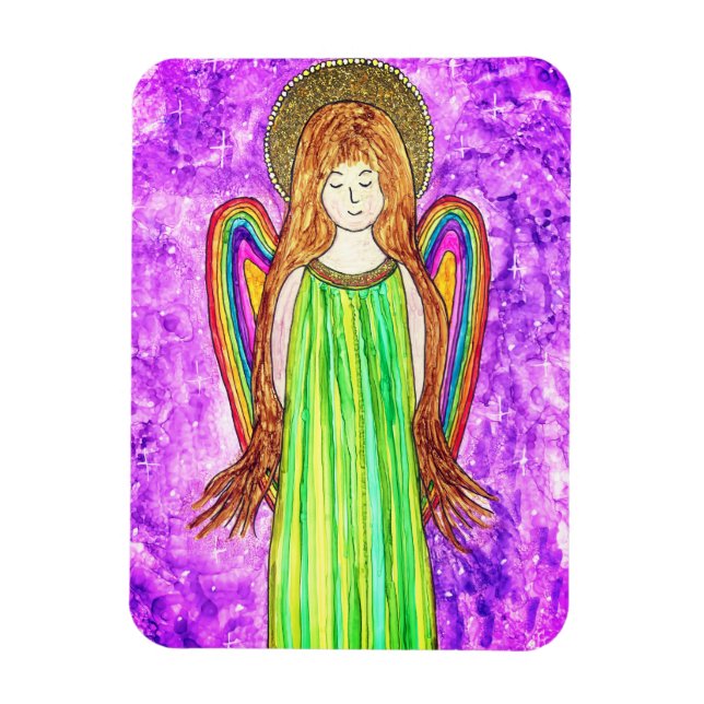 Sweet and Colourful Rainbow Angel Magnet 3" x 4" (Vertical)