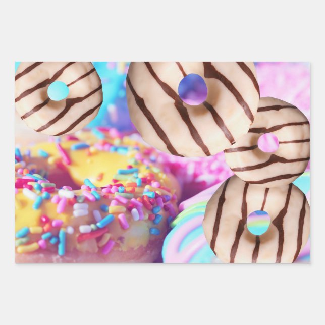 Sweet and Colourful Rainbow Doughnut Gift Wrap (Front)