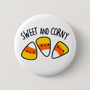 Sweet And Corny Funny Corn Kernels Pun  6 Cm Round Badge